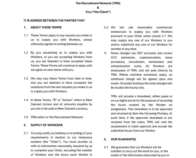 TRN Terms of Business Temporary 2026 Page 1