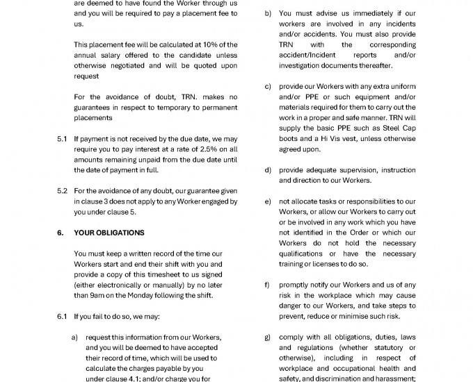 TRN Terms of Business Temporary 2026 Page 3